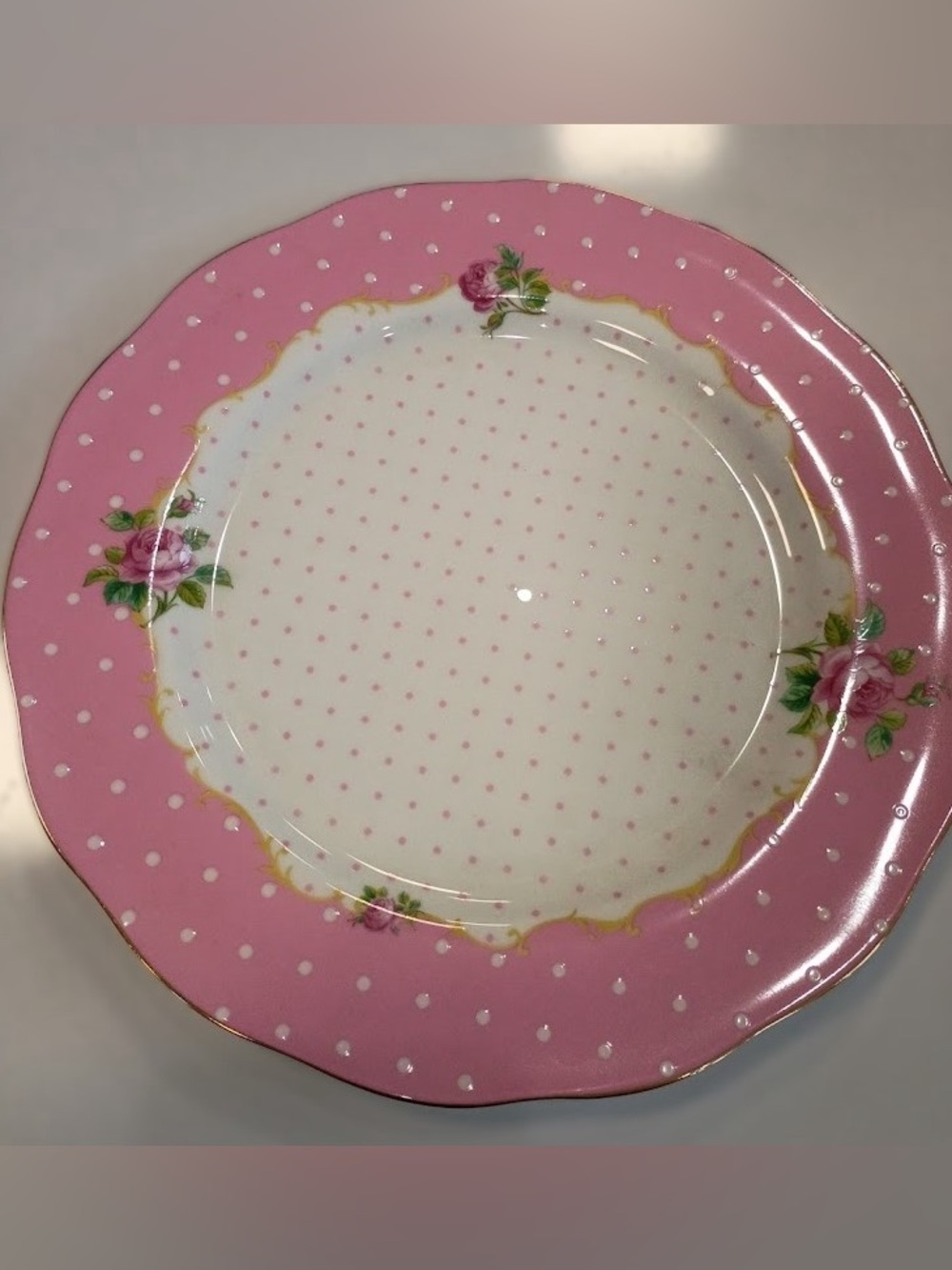 Royal Albert Cheeky Pink Fine Bone China Dinner Plate, 10.5”, NEW